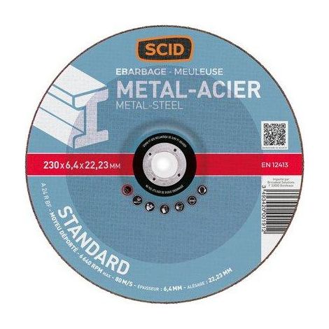 Disques à ébarber - SCID - Métaux - Diam. 230 mm - Ép. 6,4 mm - Alésage 22,2 mm