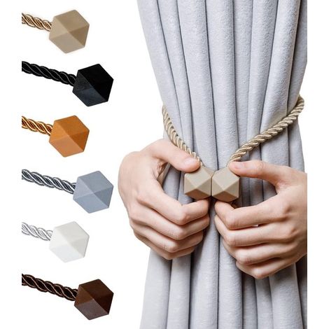 Magnetische Gardinenhalter zur Fensterdekoration - Dickere Drehkordel und starker Magnet - Handgefertigte Raffhalter (Beige, 4 Stück) (1/5)