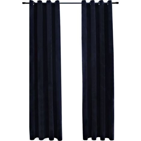 INLIFE Rideaux occultants avec anneaux 2 pcs Velours Noir 140x245 cm (1/4)
