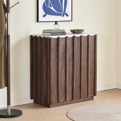 Buffet haut en bois de manguier et plateau blanc Lilith (1/5)