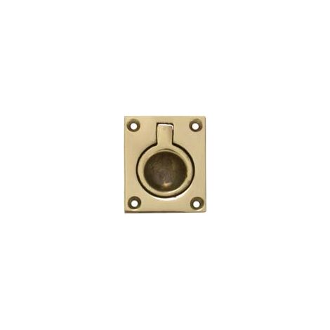MANIGLIE PER MOBILI QUADRE TIPO MARINA A INCASSO CON ANELLO IN OTTONE- - mm.40x55x15 - 5 pezzi