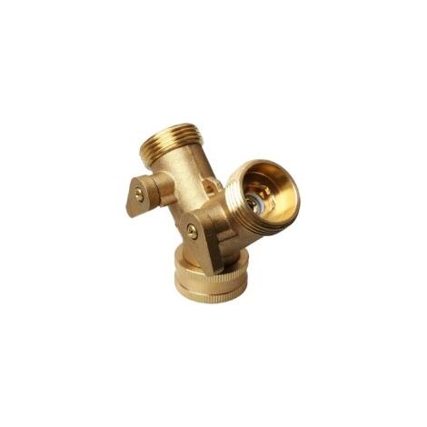 Robinet Double Machine à Laver, Distributeur Arrosage 2 Voies en Forme Y Raccord de Tuyau Laiton 3/4 Pouces avec Poignée Réglable pour Arrosage Lavage Jardin Ferme (Norme européenne) - Crezuo (1/4)