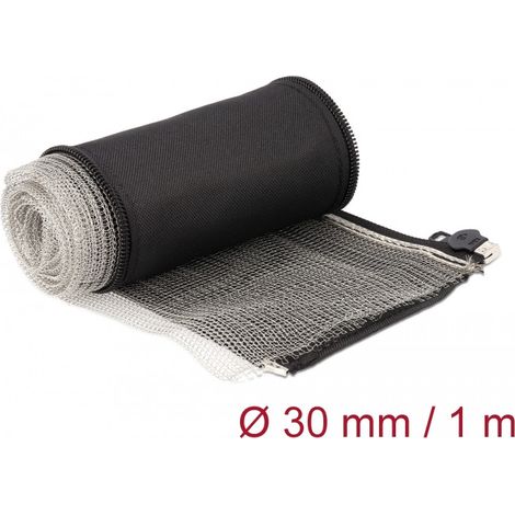 DeLOCK Delock EMV Tuyau tressé avec fermeture éclair Noir 1 m x 30 mm (20848)