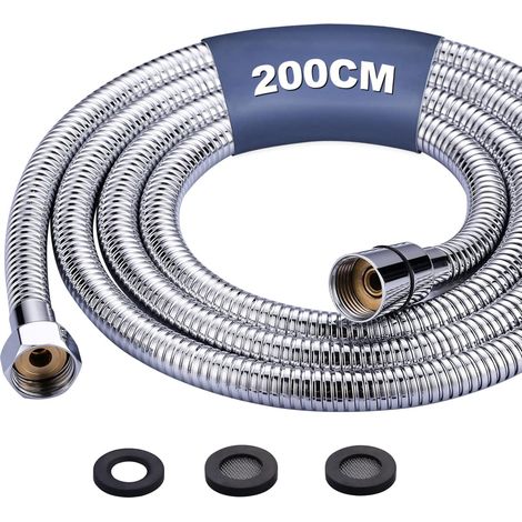 Tuyau de douche, 200cm tuyau douche en acier inoxydable cuivre G1/2 flexible tuyau de douche résistant au pliage et à la chaleur Shower Hose Chrom (1/5)