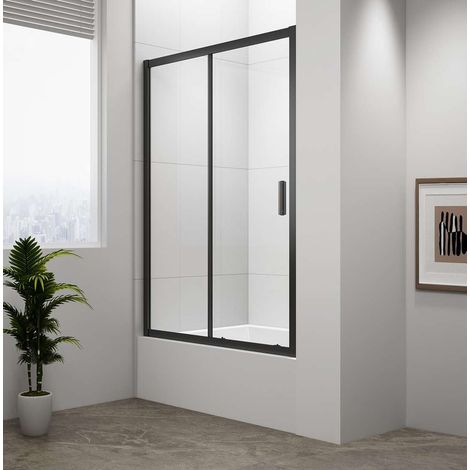 Polysan Deep - Puerta de ducha de 110 x 165 cm, cristal transparente/negro mate MD1116B (1/3)