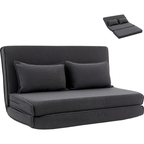 Bodenstuhl mit Rückenlehne, Cord-Klappsofa als Gästebett, Verstellbare Rückenlehne, Breiter Sitz, Dunkelgrau (1/5)