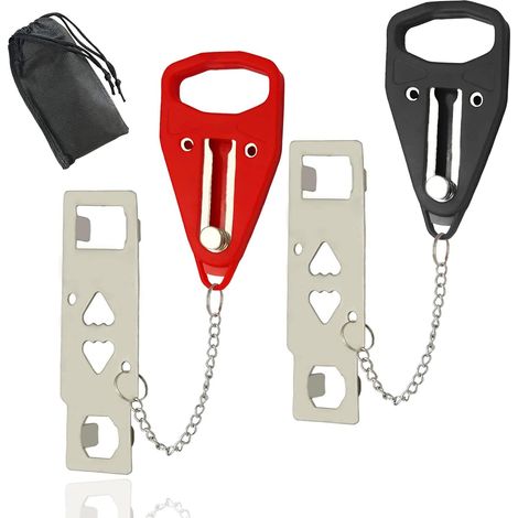 Serrure de sécurité pour porte, lot de 2 unités, noire et rouge, pour installation à domicile et usage quotidien.-AquaForge (1/5)