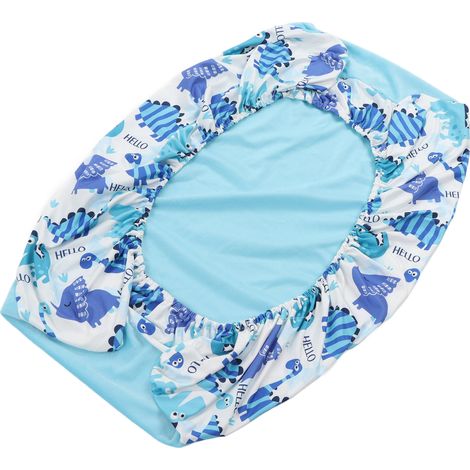 Housse de matelas à langer amovible, douce et agréable pour la peau, imprimée avec style et en peluche bleu clair, pour bébés et jeunes enfants, avec un imprimé dinosaure. (1/5)