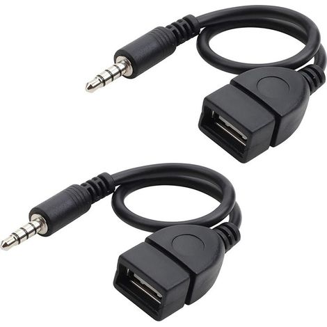 Lot de 2 adaptateurs audio auxiliaires 3,5 mm vers USB pour autoradio. (1/5)
