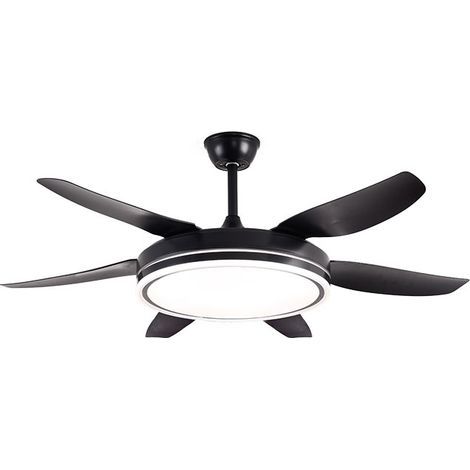 Ventilatore dc orion nero, 6 pale, 72w led 300040006000k, h.35xd.132/50cm