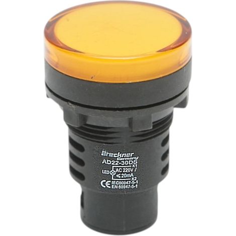 Indicatore di segnale LED giallo 220V AC 30mm Breckner Germany (1/4)