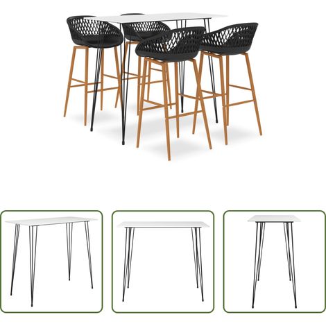 Tabouret de bar -  Ensemble de bar 5 pcs Blanc et noir (1/5)