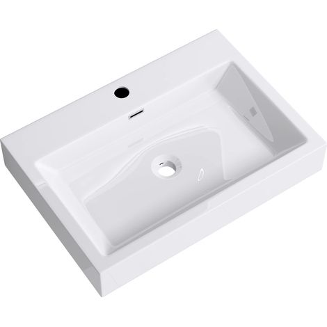Mai & Mai Lavabo da Appoggio 60x42x10cm, Lavabo Bagno Sospeso Lavandino Bagno Rettangolare Colossum06-600 Lavandino da Minerale Fuso (1/5)