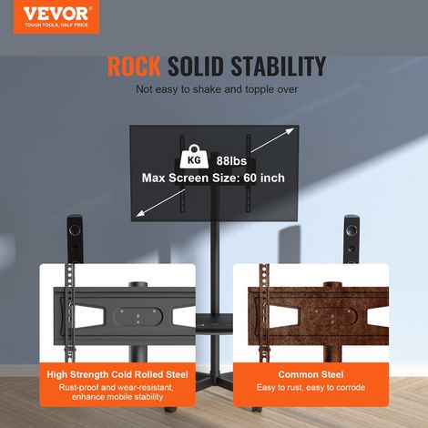 Support TV sur Pied Universel pour Télévisions de 58,4 à 152,4 cm Chariot TV Hauteur Réglable à 3 Niveaux 143-154 cm Meuble TV Mobi… (1/5)