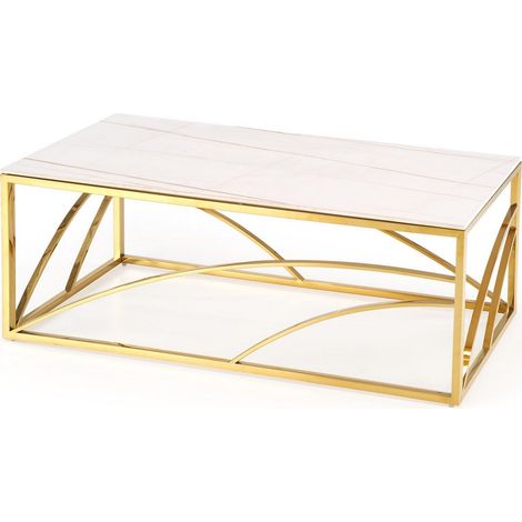 Table basse design 120 x 60 cm aspect marbre blanc Mallow (1/5)