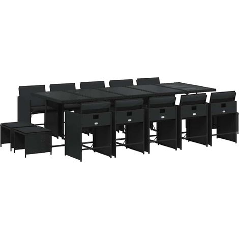 Maison Exclusive - Set da Pranzo da Giardino 15 pz con Cuscini Nero in Polyrattan (1/5)