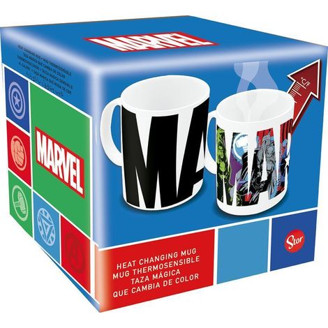 Mug de en céramique de 325 ml avec changement de de couleur dans une boîte cadeau de Avengers