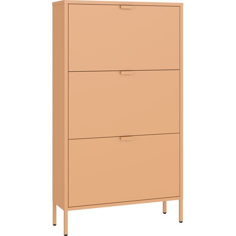 Mueble zapatero de metal rosa claro con 3 puertas MARION
