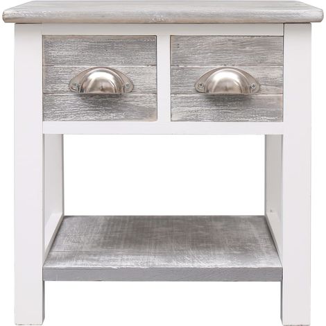 vidaXL Beistelltisch Grau 40x40x40 cm Paulownia Holz