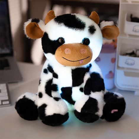 Vache En Peluche - Veilleuse Douce Avec Éclairage - 20x20x15 cm - Pour Chambre D'enfant Et Décoration Intérieure - Fonctionne Sur Piles - 1 Pièce (1/5)