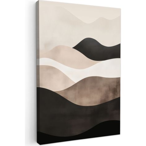 TABLEAU SUR TOILE Abstrait - Paysage - Vagues - Couleur crème Tableau Décoration Murale 60x90 cm