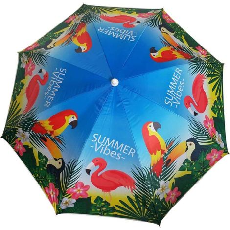 ombrellone spiaggia poliestere uv 200/32 decoro anguria e fenicottero (1/2)