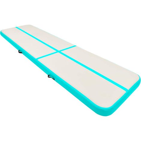 Tapis gonflable de gymnastique avec pompe 700x100x20cm PVC Vert (1/5)