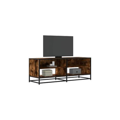 Meuble TV chêne fumé 120,5x40x46 bois d'ingénierie et métal (1/5)