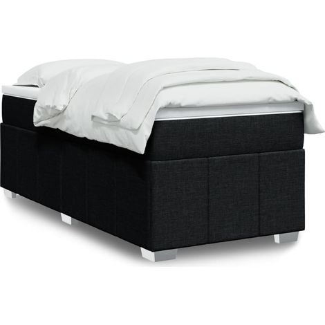 Sommier à lattes de lit et matelas Noir 80x200 cm Tissu