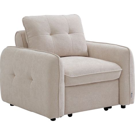 Poltrona letto in tessuto testurizzato beige - POBAVA