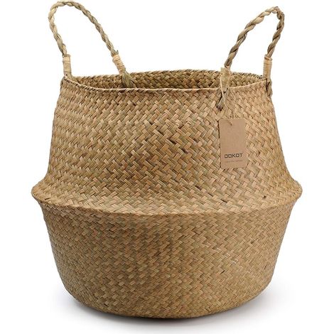 Panier de Ventre Jonc de Mer Naturel Corbeille à Linge Grand Stockage Panier de Plantes D'intérieur (1/5)