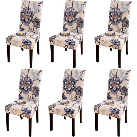 housse De Chaise Extensible 6 Pices, Housse De Salle Manger Amovible Lavable Housse De Chaise Pour Salle Manger Bouquet De Mariage Moderne, Htel (1/5)