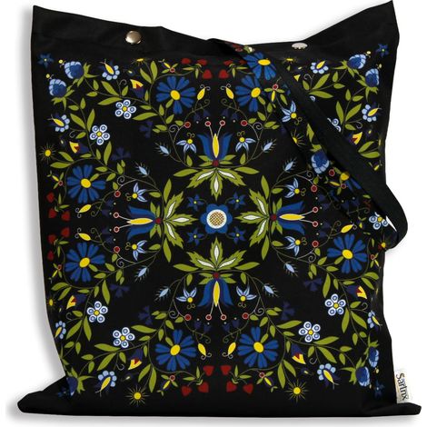 Sac folklorique cachoube aux tournesols, imprégné, noir (1/5)