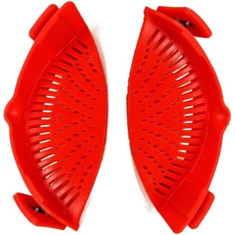 BUNTHAUS PA Aiperq Passoire à Clip en Silicone Filtre à pâtes à clipser Entonnoir pour Casserole Gadgets de Cuisine,égouttoir pour Spaghetti,pour Pâtes,Légumes,Nouilles,Casseroles 2 Pièces (Rouge) - (1/5)