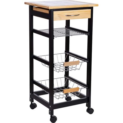 Carro de cocina de madera37x37x79h cm (1/5)