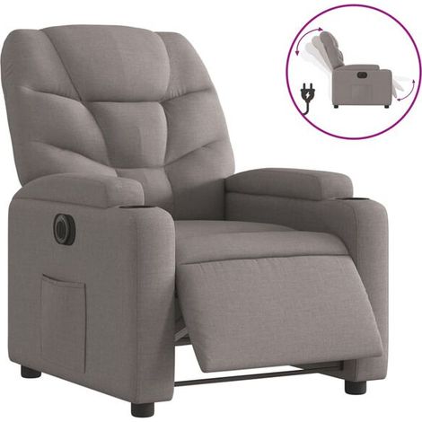 fauteuil inclinable électrique en tissu brun grisâtre (1/5)