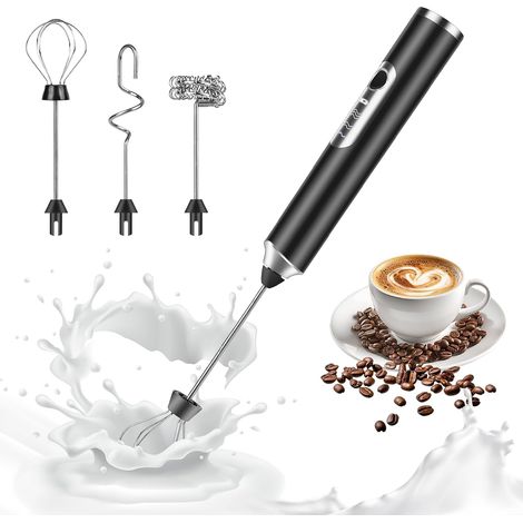APEX Mousseur à lait - Mousseur à lait rechargeable par USB - Livré avec 3 têtes de brosse - Mini fouet - Mousseur à lait portable (1/5)