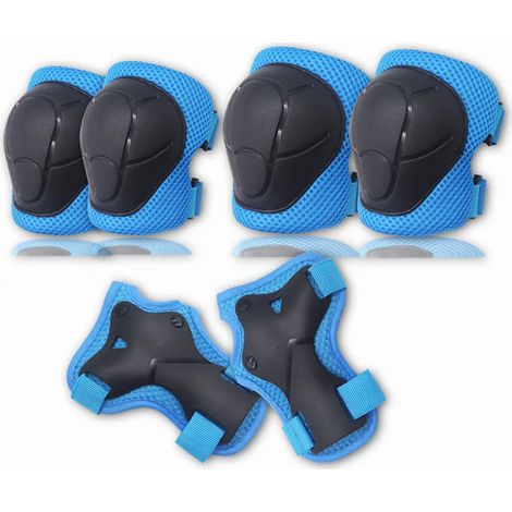 Ensemble de genouillères, équipement de protection comprenant des genouillères pour enfants, adolescents et adultes, pour le roller, le patinage, le skateboard, la trottinette, etc. (bleu) (1/5)