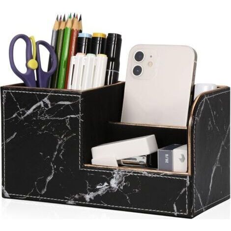 Porte-stylo Bureau - Organisateur de porte-crayons de bureau Accessoires de bureau Fournitures de bureau Organisation Décor (Noir) (1/5)