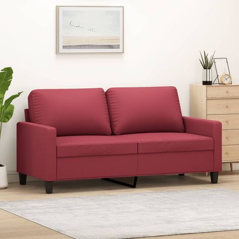 Sofá de 2 plazas de cuero sintético rojo vino 140 cm vidaXL