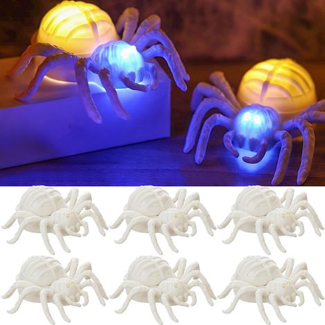 Lot de 6 bougies LED en forme d'araignées pour Halloween, décoration d'Halloween, bougies de table, bougies LED sans flamme en forme d'araignées, décoration de table, éclairage effrayant pour les fenê (1/5)