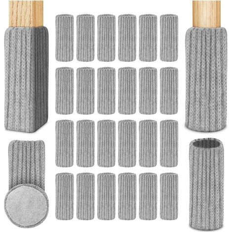 Calcetines para patas de sillas, 24 unidades, de fieltro, para muebles, almohadillas antideslizantes, aptas para patas de sillas, previenen arañazos y ruido. (1/4)