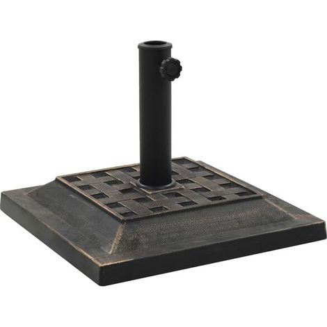 Pied de parasol carré, polystyrène, 12 kg, couleur bronze (1/5)