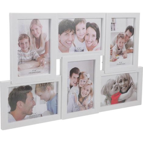 Cadre photo carré mural pour collage, 6 emplacements pour photos, blanc. (1/5)