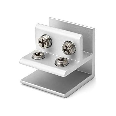 Lot de 4 colliers support pince à verre à 90 degrés, supports de serrage réglables pour verre pour étagère de 8 à 12 mm d'épaisseur (1/5)