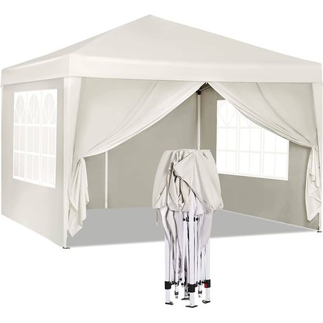 WOLTU Gazebo da giardino tendone tenda per festa party con parti laterali 3x3 m Beige (1/5)
