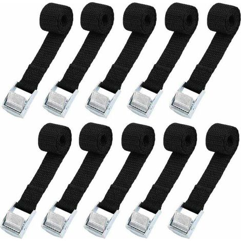 10Pcs 239Cm Sangle D'Arrimage Kit De Fixation Pour Moto/ Voiture/ Porte Vélo Sangle De Serrage Charge Maximale 500 Kg - Noir (1/5)