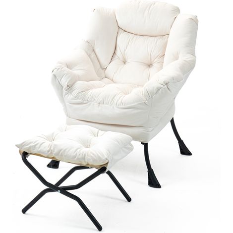 Poltrona Lazy con Poggiapiedi Pieghevole e Tasca Laterale, Design Semplice per Camera da Letto, Soggiorno e Balcone (1/5)