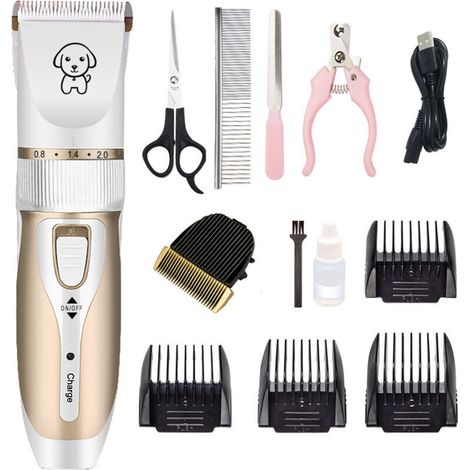 Tondeuse Chien Silencieuse, Tondeuse pour Chat, Tondeuse Chien Poil Long Epais, Tondeuse à Poils D'animaux, Tondeuse Professionnelle Electrique Rechargeable Sans fil pour Chien, Chat, Lapin (1/3)