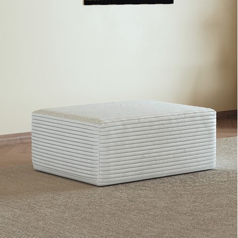 Puf otomano blanco de tela tipo pana 95 x 70 x 40 cm (1/5)